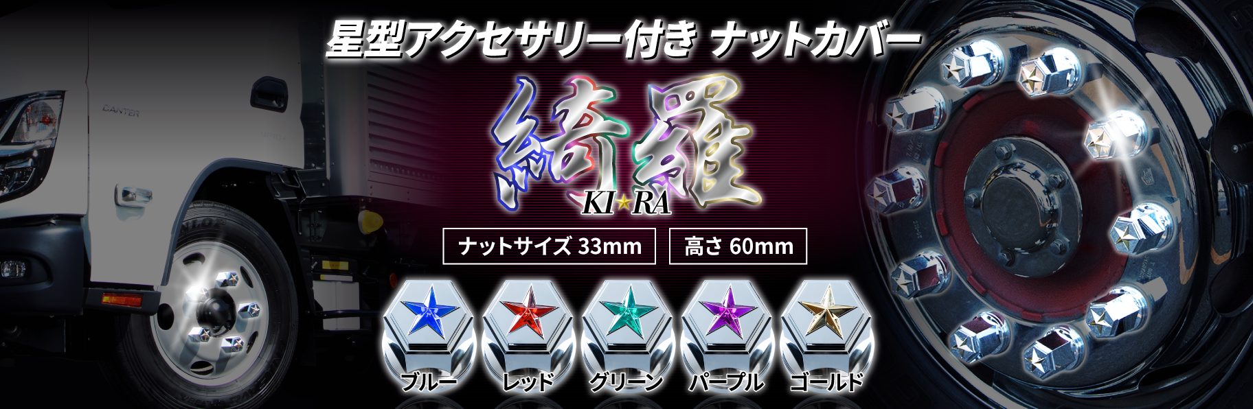 綺羅ナットカバー　ISO33ｍｍ　樹脂/クロームメッキ　高さ60㎜